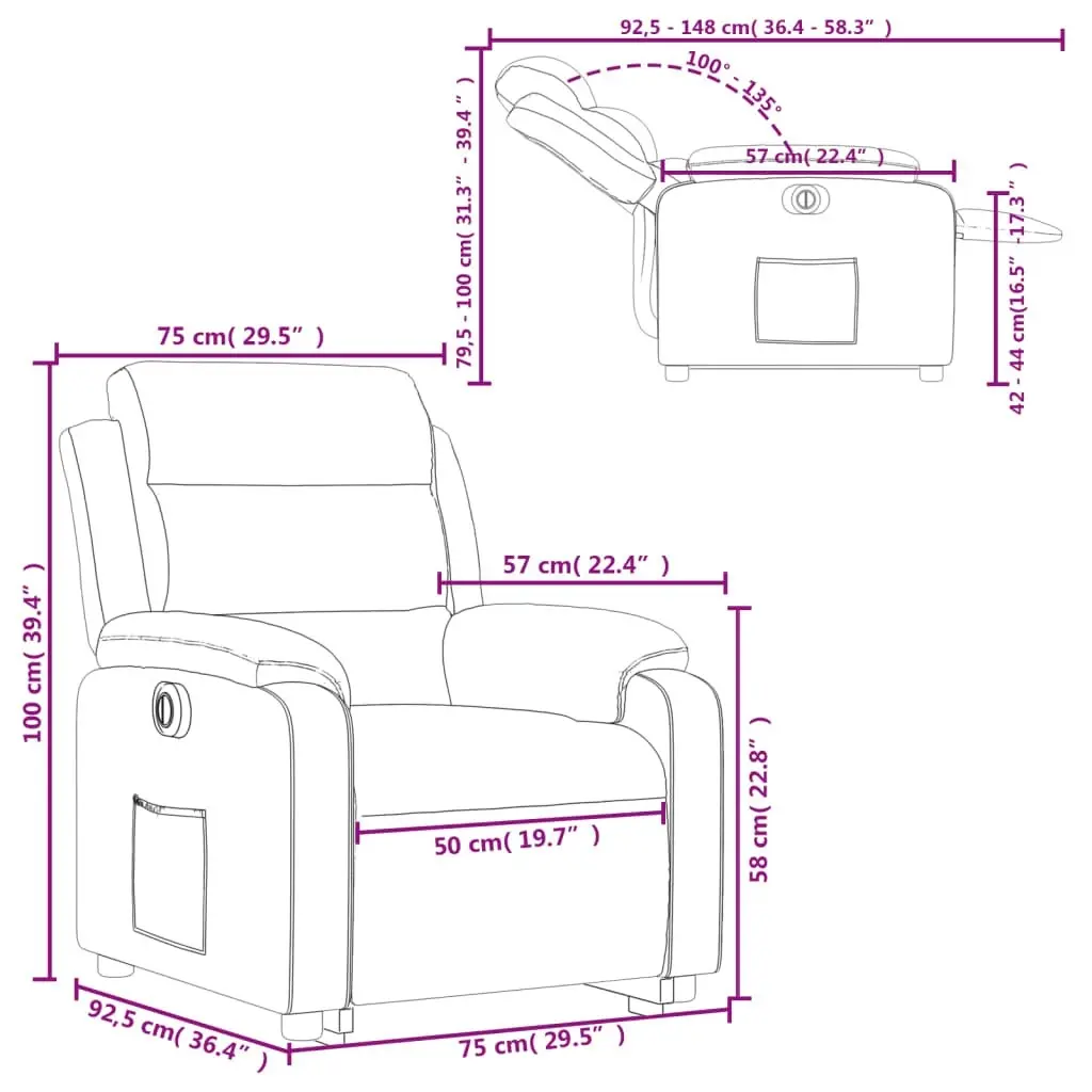 Electric Stand up Recliner Chair Dark Grey Fabric 3205739