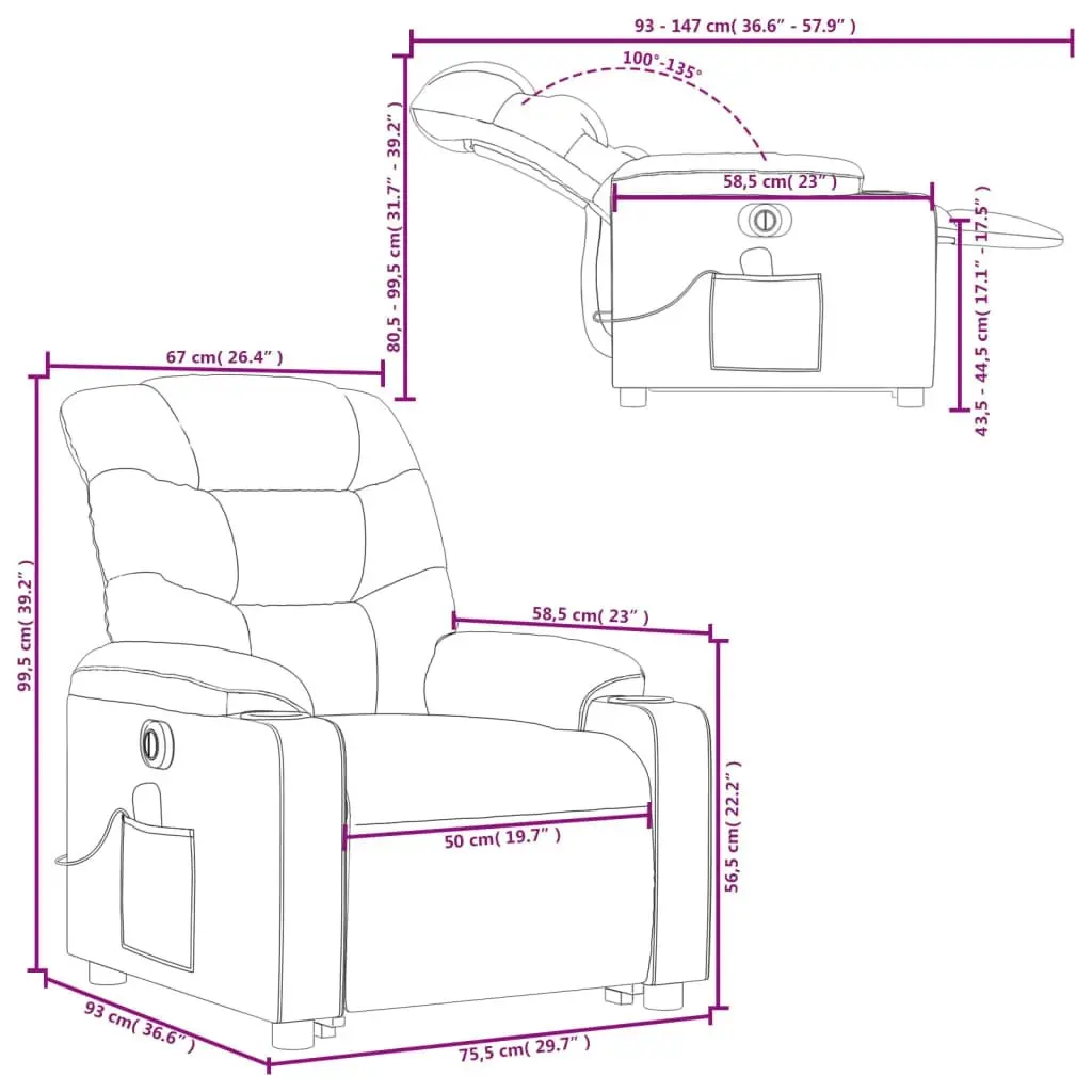 Electric Stand up Massage Recliner Chair Black Faux Leather 3206850