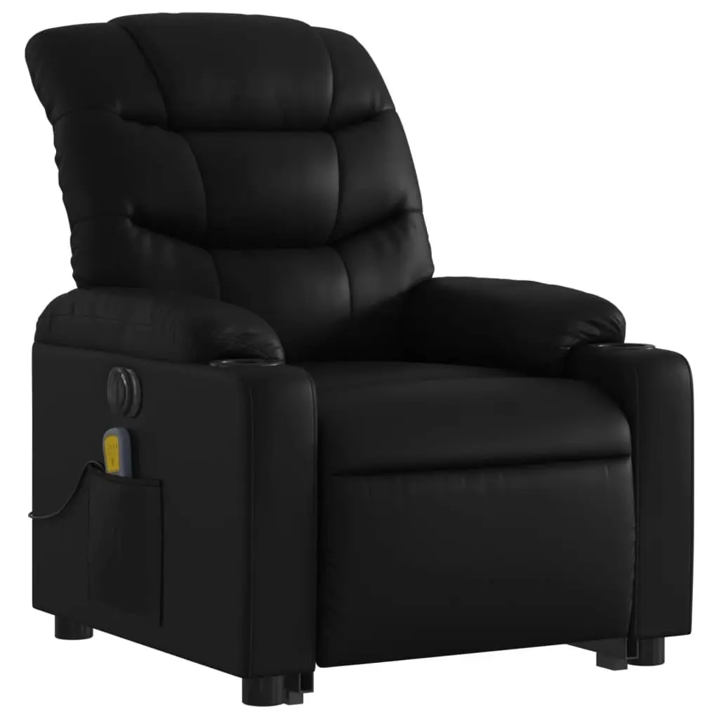 Electric Stand up Massage Recliner Chair Black Faux Leather 3206850