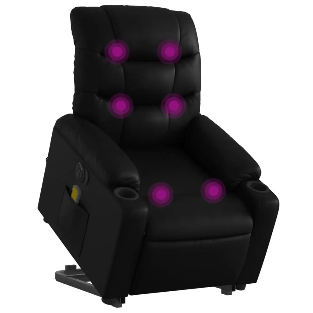 Electric Stand up Massage Recliner Chair Black Faux Leather 3206850