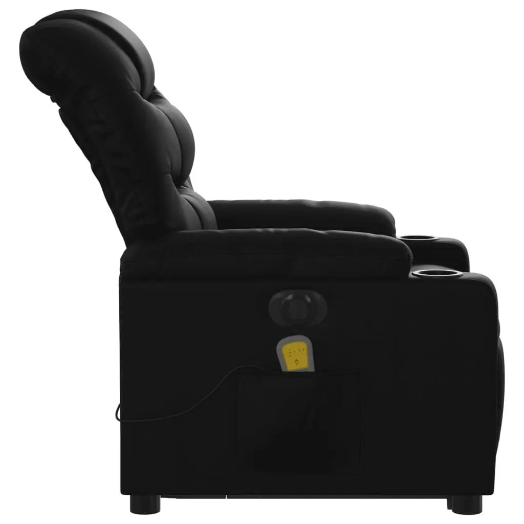 Electric Stand up Massage Recliner Chair Black Faux Leather 3206850