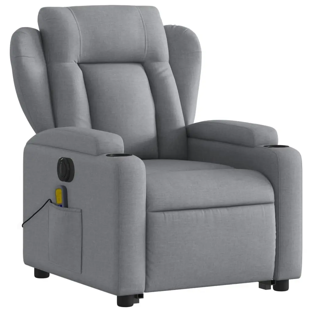 Electric Stand up Massage Recliner Chair Light Grey Fabric 3205592