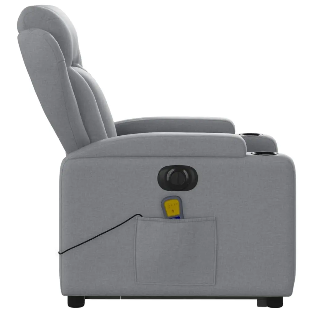 Electric Stand up Massage Recliner Chair Light Grey Fabric 3205592