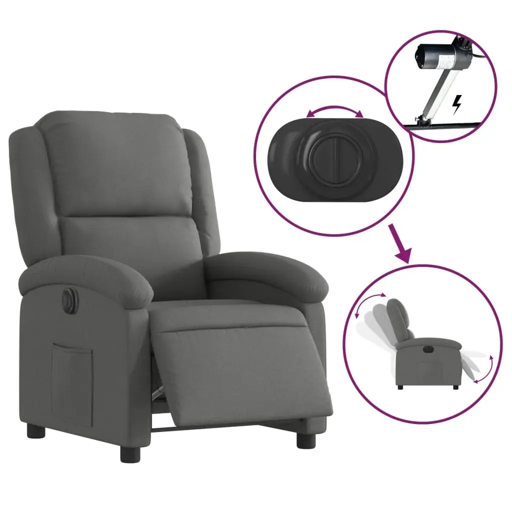 Electric Recliner Chair Dark Grey Fabric 3205421