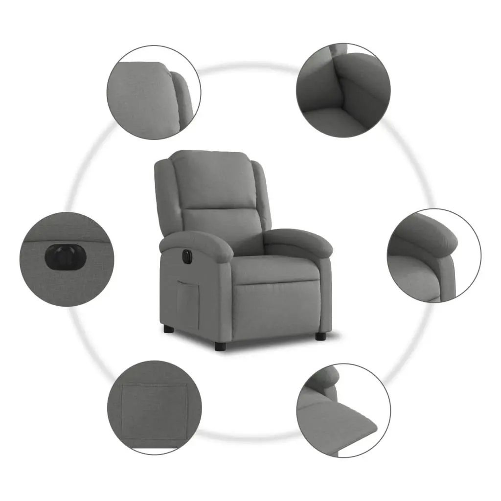 Electric Recliner Chair Dark Grey Fabric 3205421