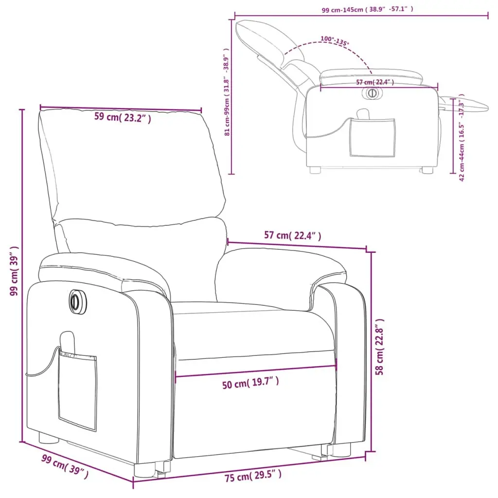 Electric Stand up Massage Recliner Chair Black Faux Leather 3205718