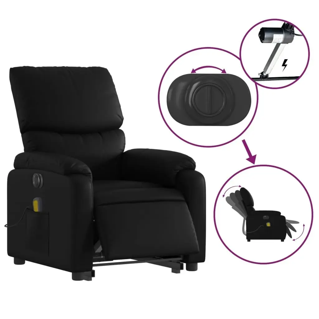 Electric Stand up Massage Recliner Chair Black Faux Leather 3205718