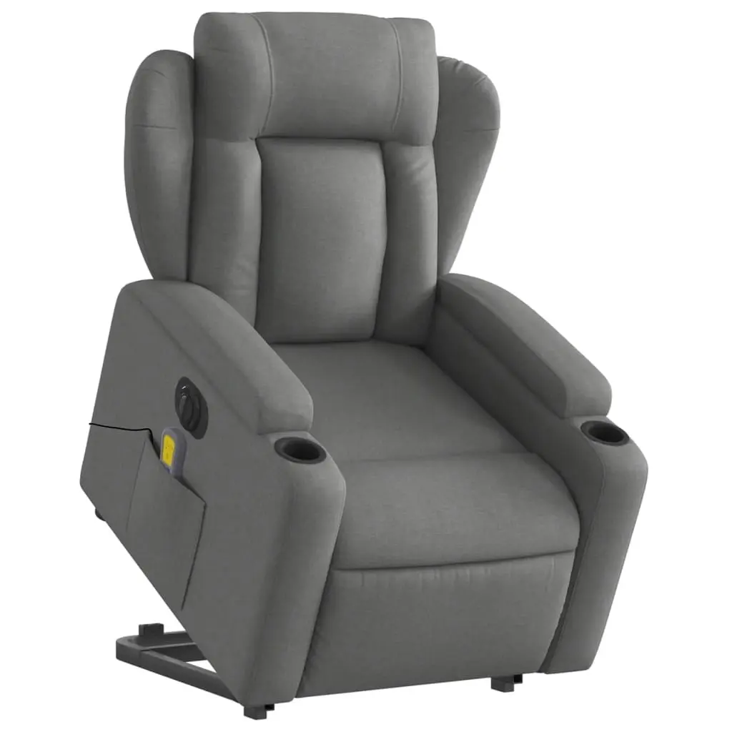 Electric Stand up Massage Recliner Chair Dark Grey Fabric 3205593