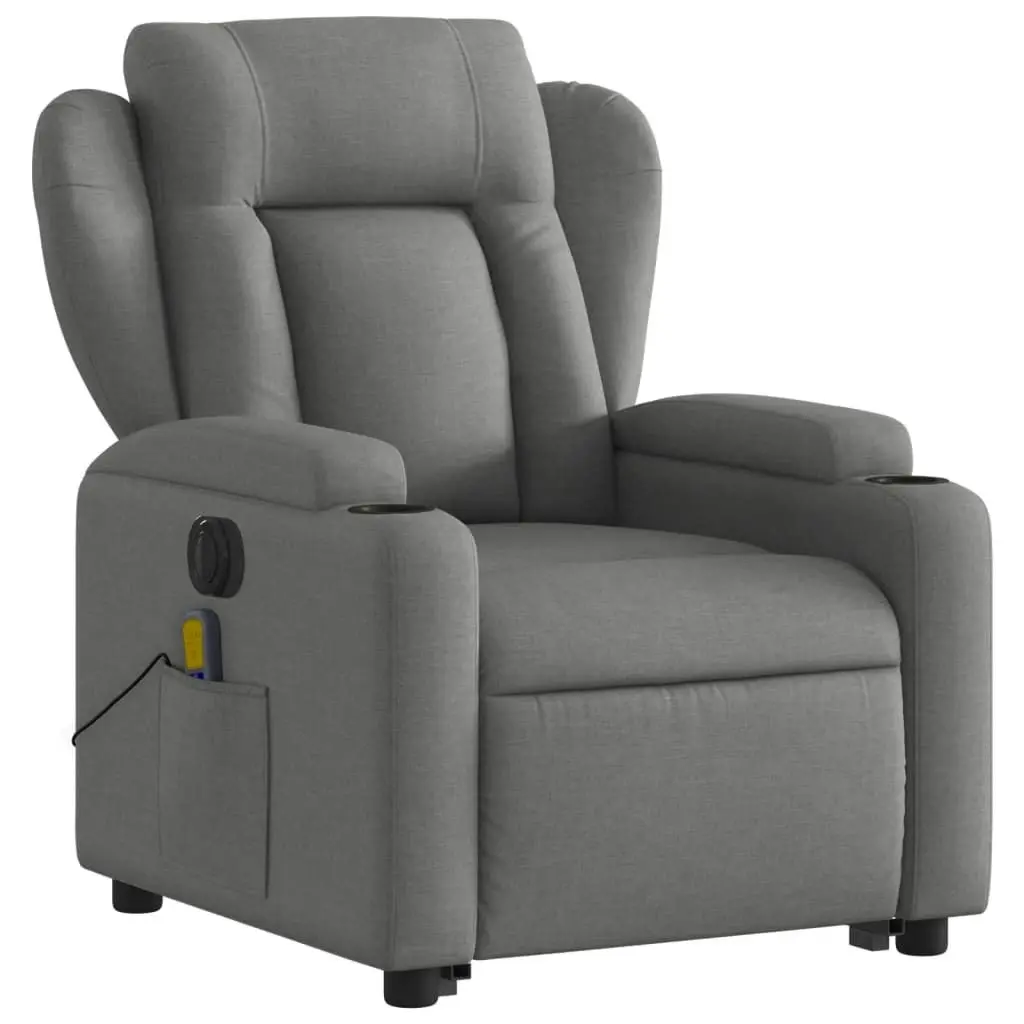 Electric Stand up Massage Recliner Chair Dark Grey Fabric 3205593