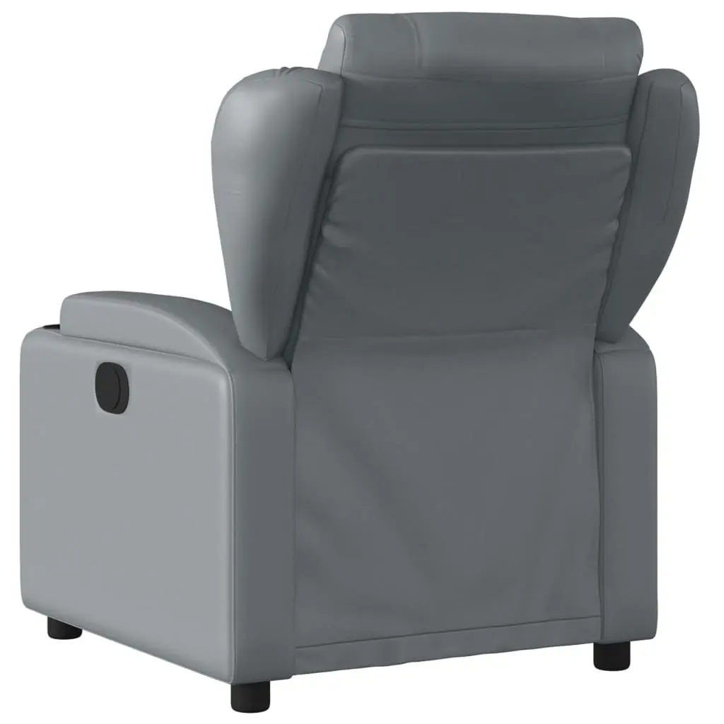 Electric Massage Recliner Chair Grey Faux Leather 3205601