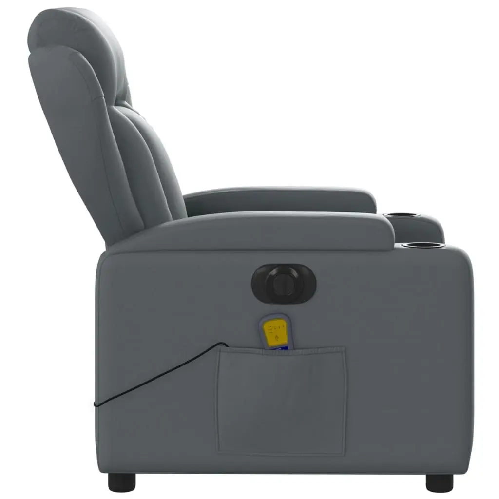 Electric Massage Recliner Chair Grey Faux Leather 3205601