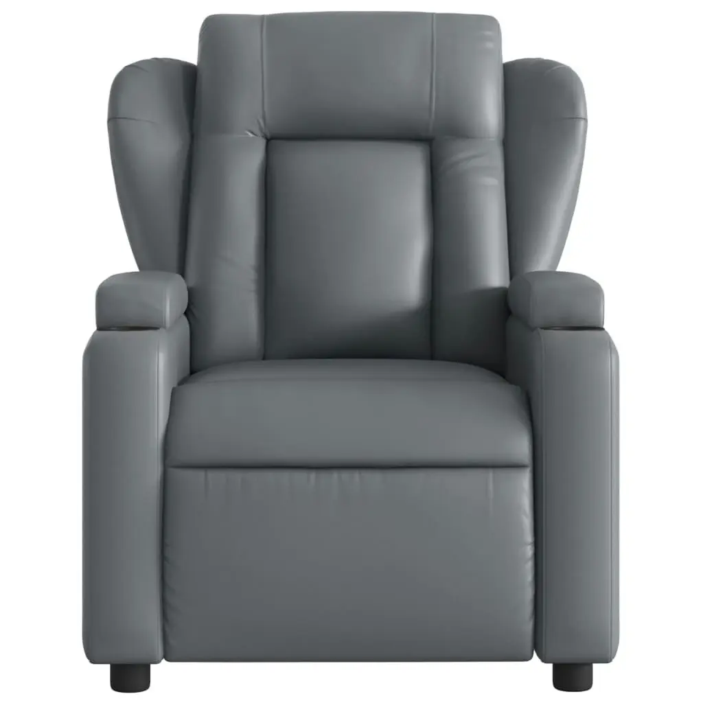 Electric Massage Recliner Chair Grey Faux Leather 3205601