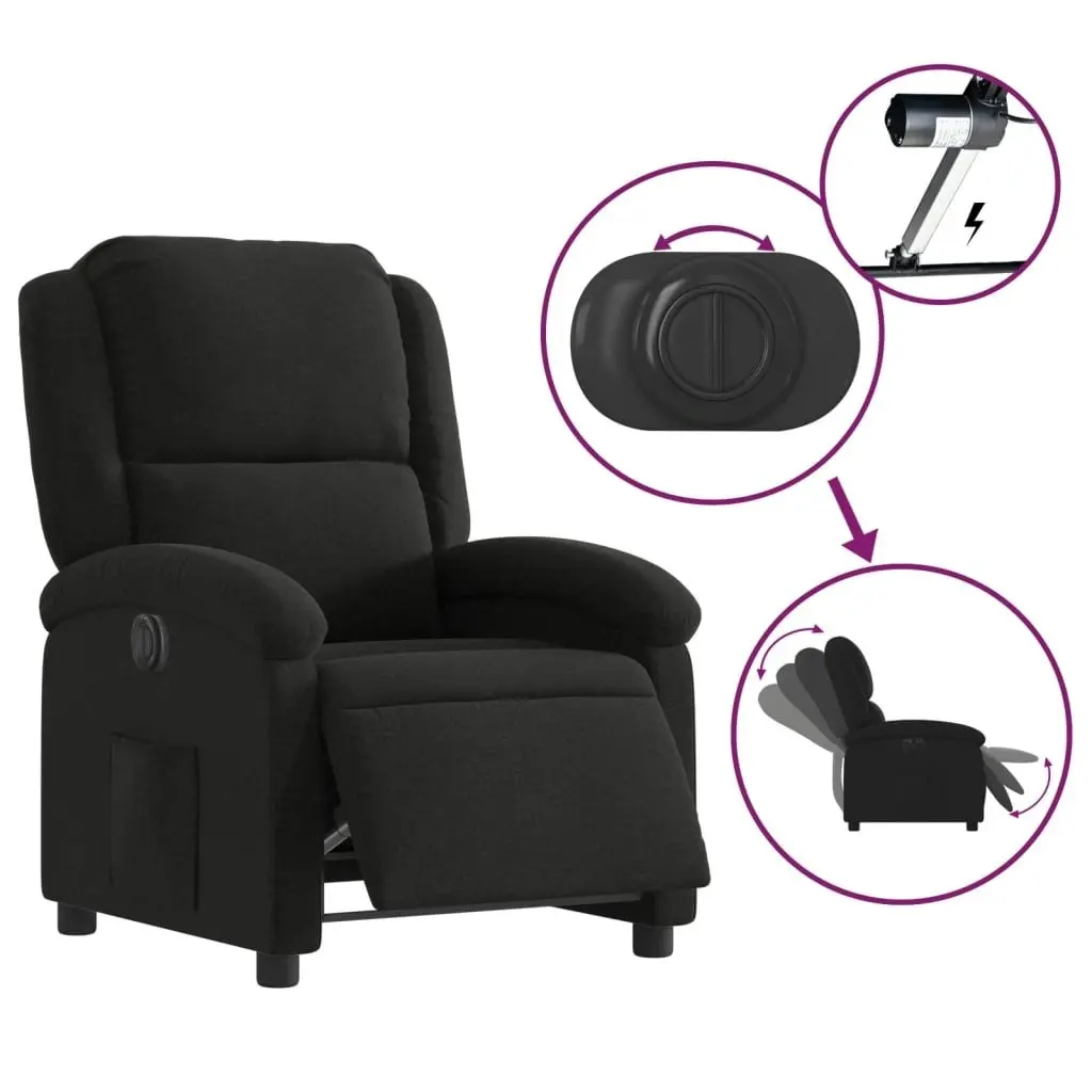 Electric Recliner Chair Black Fabric 3205422