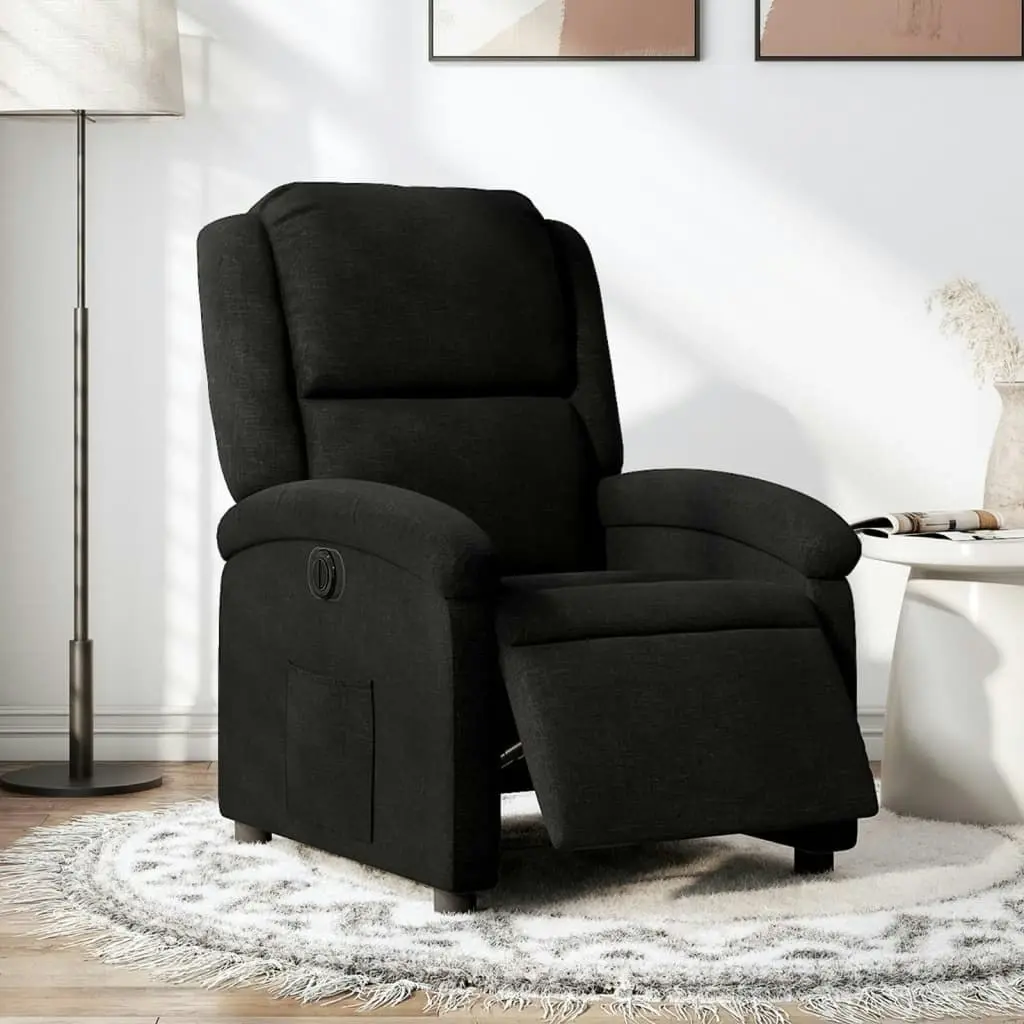 Electric Recliner Chair Black Fabric 3205422