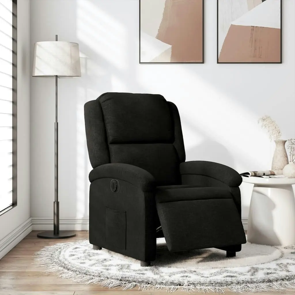 Electric Recliner Chair Black Fabric 3205422