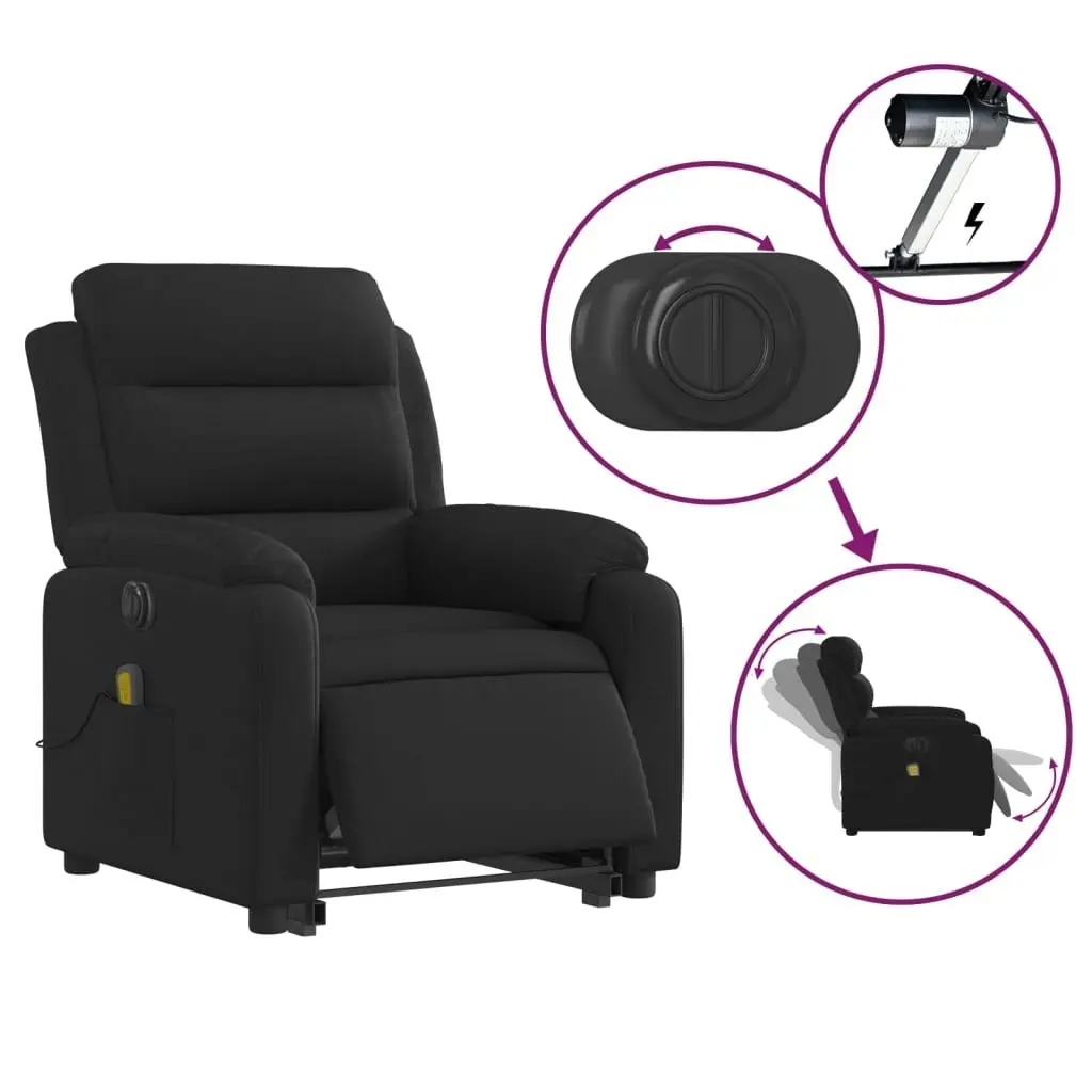 Electric Stand up Massage Recliner Chair Black Fabric 3205743