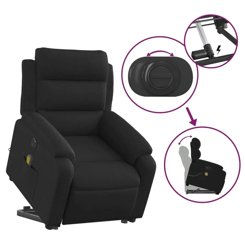 Electric Stand up Massage Recliner Chair Black Fabric 3205743