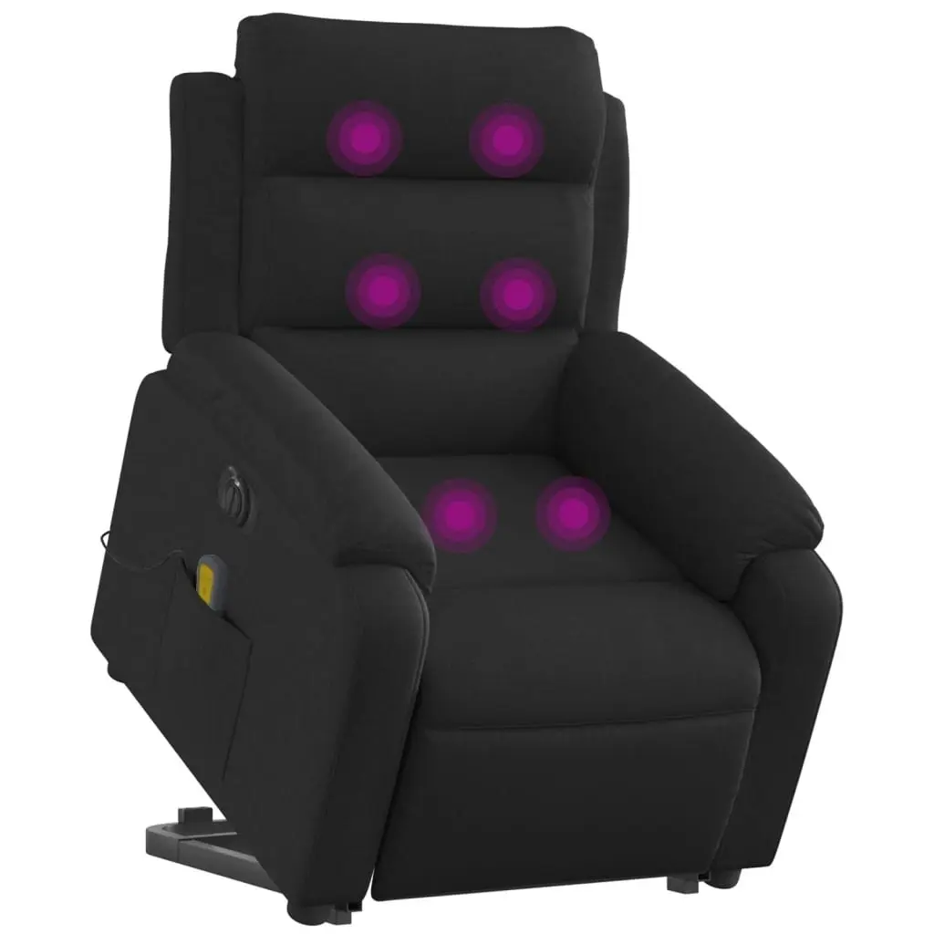 Electric Stand up Massage Recliner Chair Black Fabric 3205743