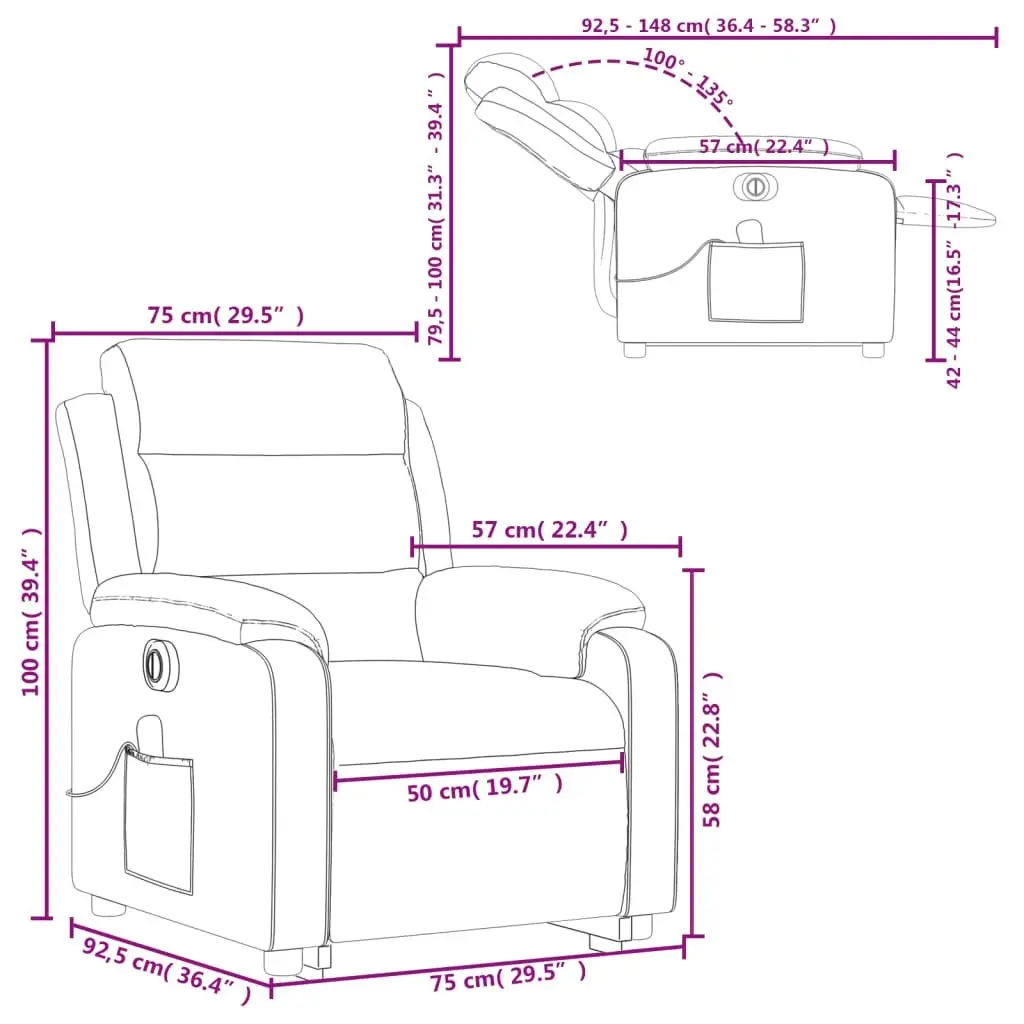 Electric Stand up Massage Recliner Chair Black Fabric 3205743