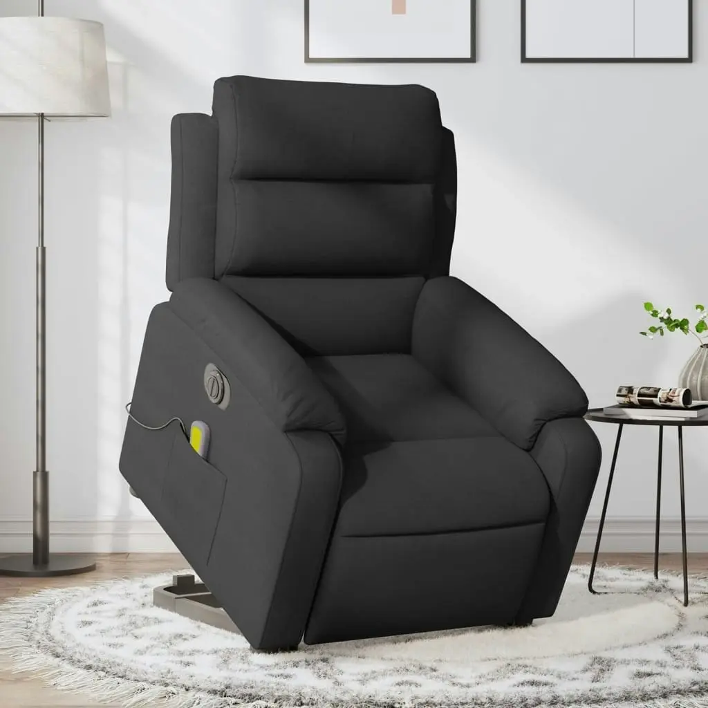 Electric Stand up Massage Recliner Chair Black Fabric 3205743