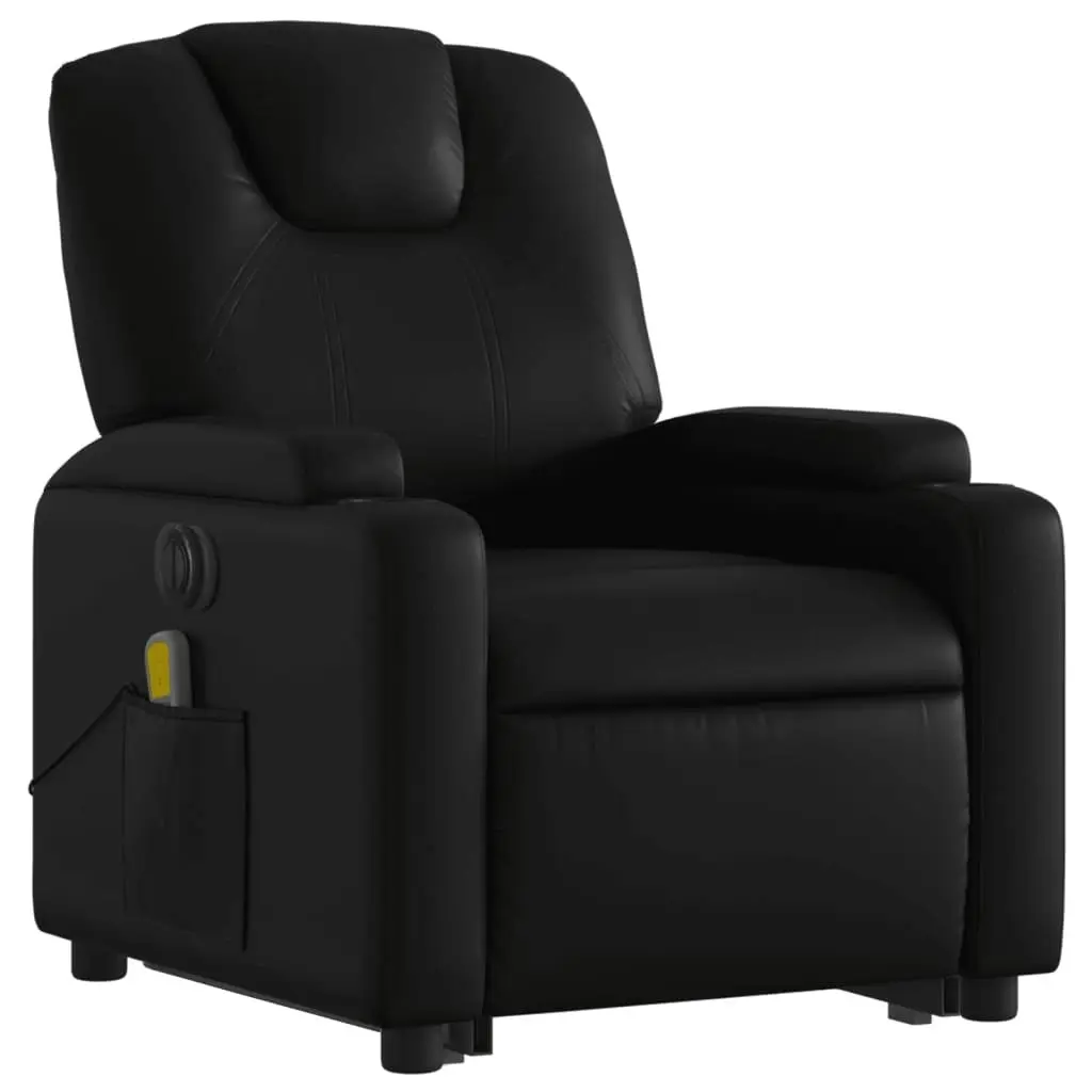 Electric Stand up Massage Recliner Chair Black Faux Leather 3205561