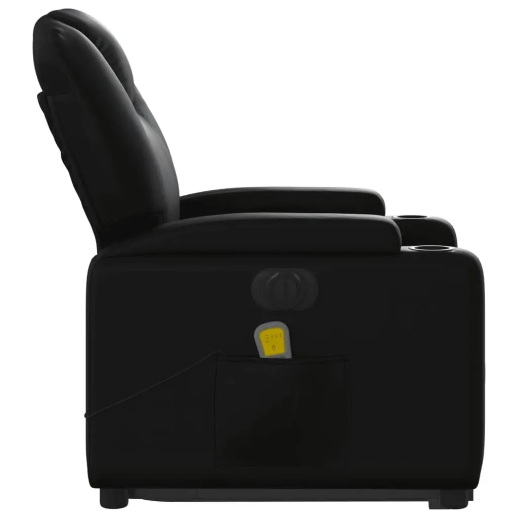 Electric Stand up Massage Recliner Chair Black Faux Leather 3205561