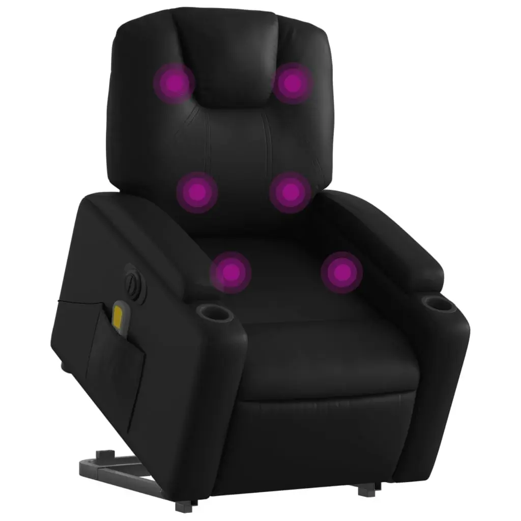 Electric Stand up Massage Recliner Chair Black Faux Leather 3205561