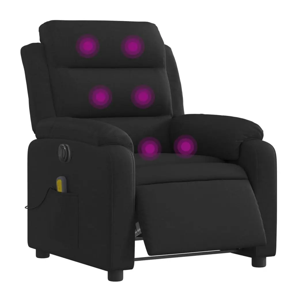 Electric Massage Recliner Chair Black Fabric 3205731