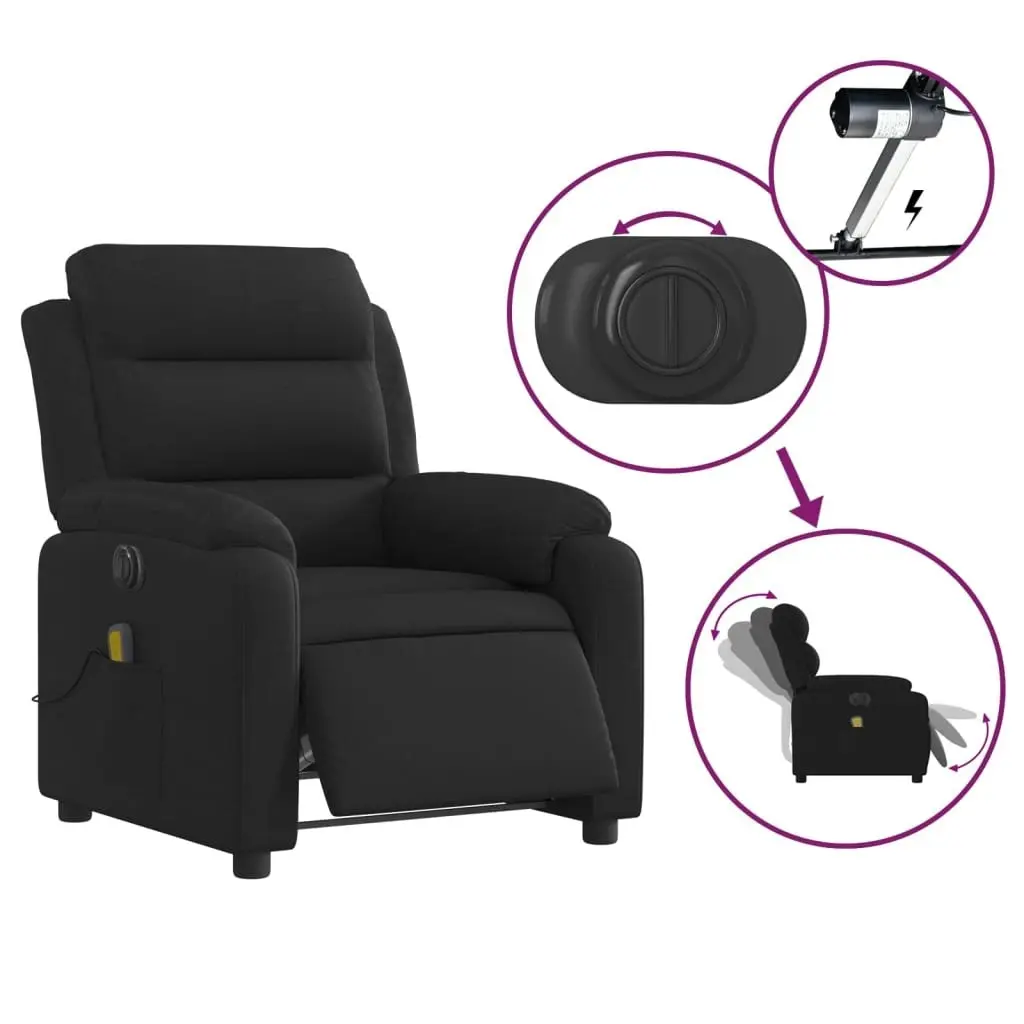 Electric Massage Recliner Chair Black Fabric 3205731