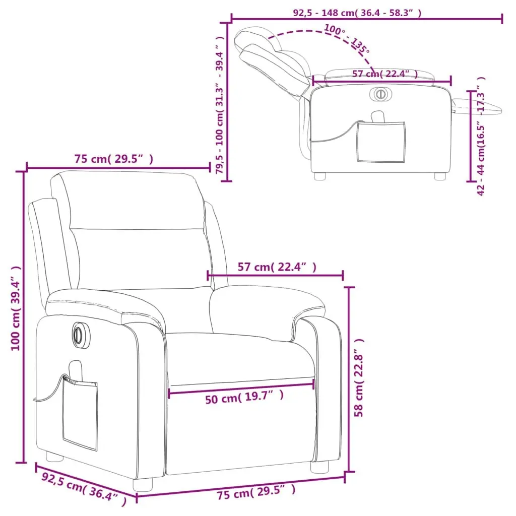 Electric Massage Recliner Chair Black Fabric 3205731