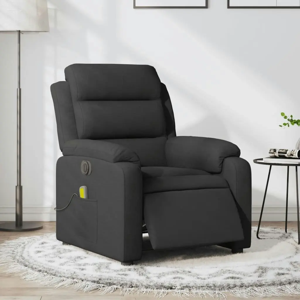 Electric Massage Recliner Chair Black Fabric 3205731