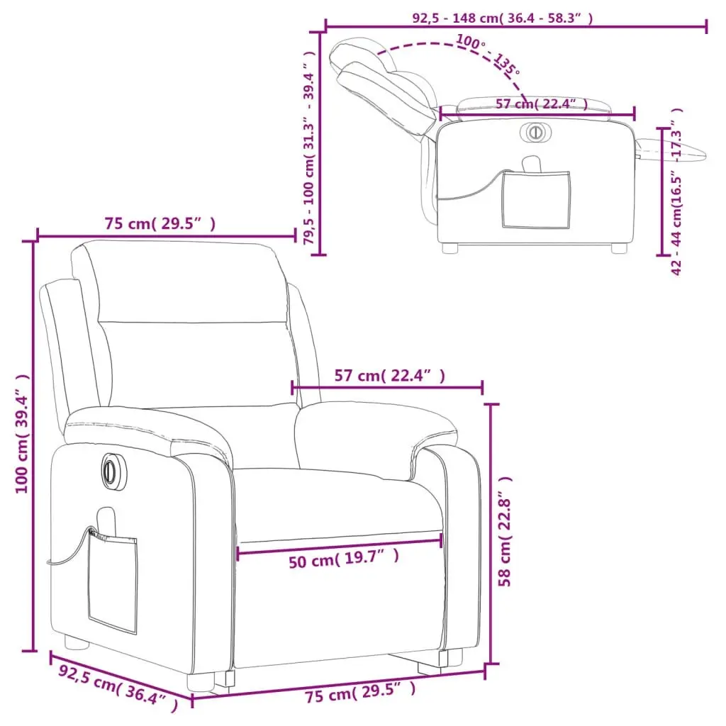 Electric Stand up Massage Recliner Chair Dark Grey Fabric 3205742