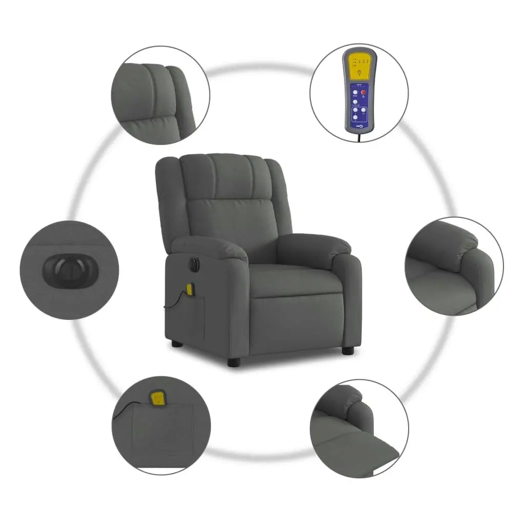 Electric Massage Recliner Chair Dark Grey Fabric 3205756