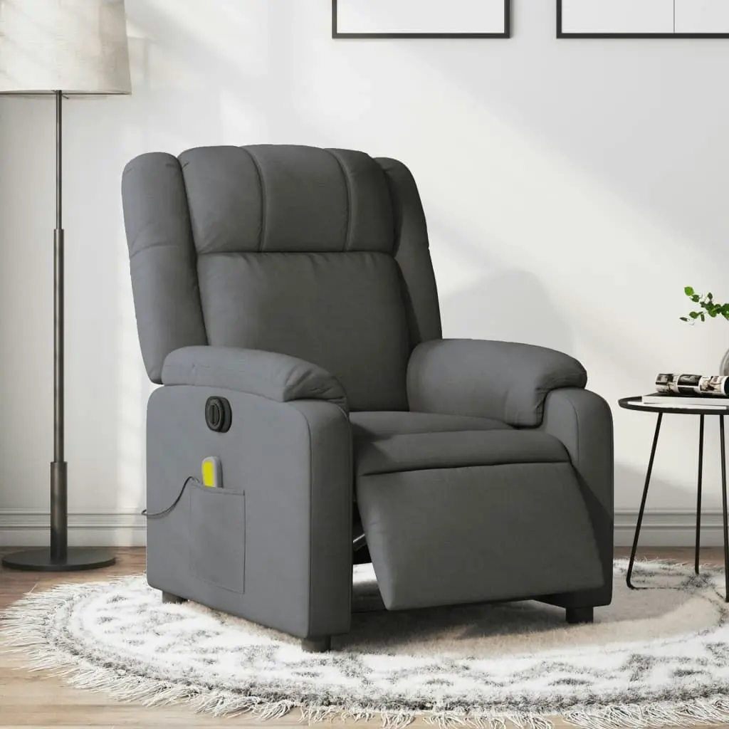 Electric Massage Recliner Chair Dark Grey Fabric 3205756