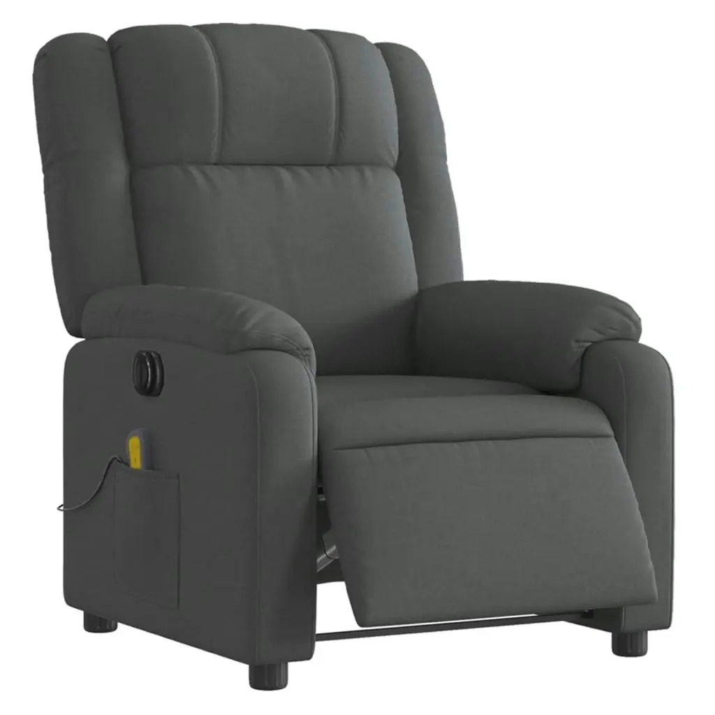 Electric Massage Recliner Chair Dark Grey Fabric 3205756