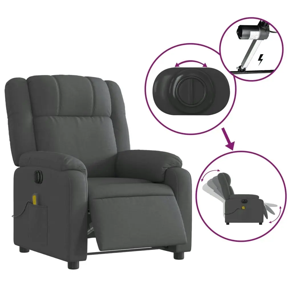 Electric Massage Recliner Chair Dark Grey Fabric 3205756