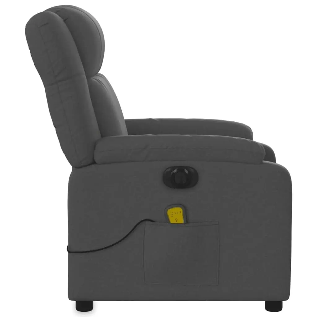 Electric Massage Recliner Chair Dark Grey Fabric 3205756