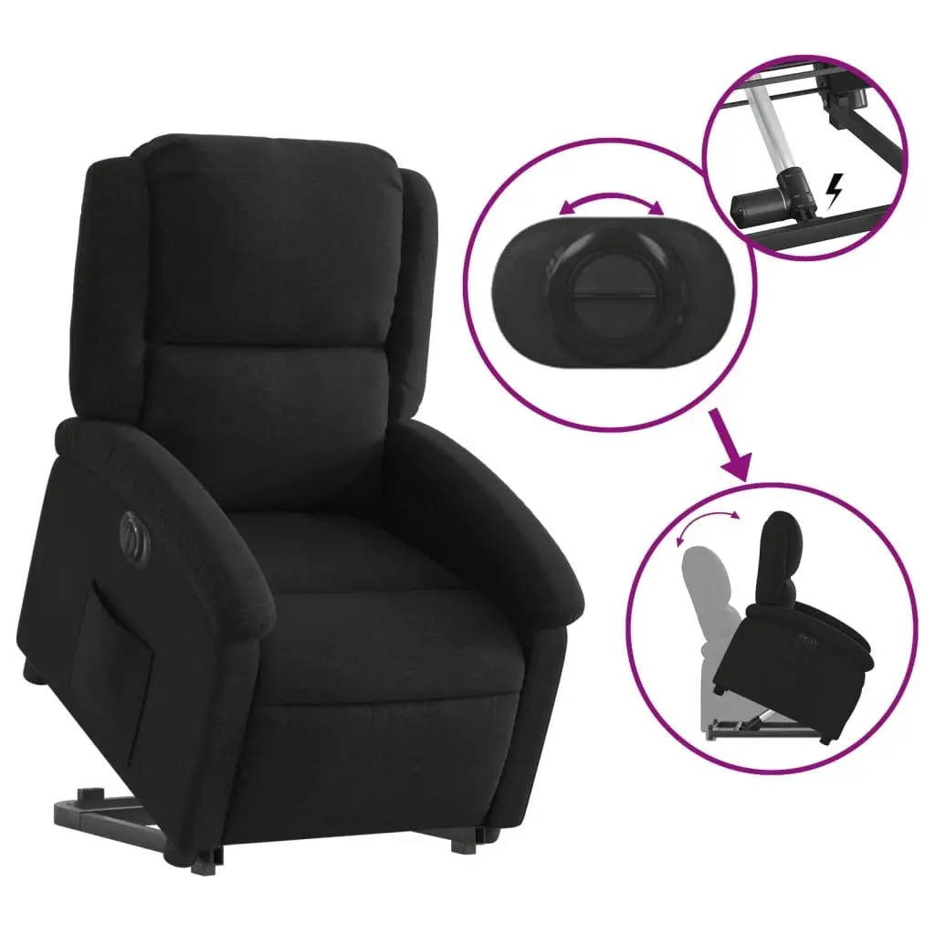 Electric Stand up Recliner Chair Black Fabric 3205438