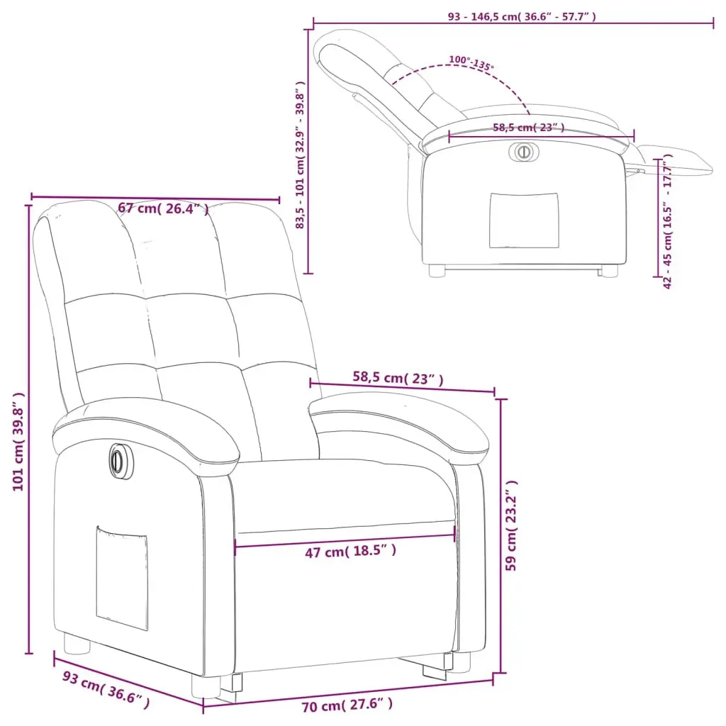 Electric Stand up Recliner Chair Dark Grey Fabric 3205405