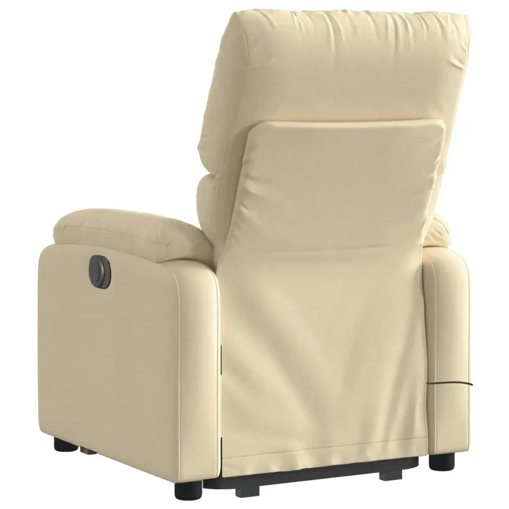 Electric Stand up Massage Recliner Chair Cream Fabric 3205711