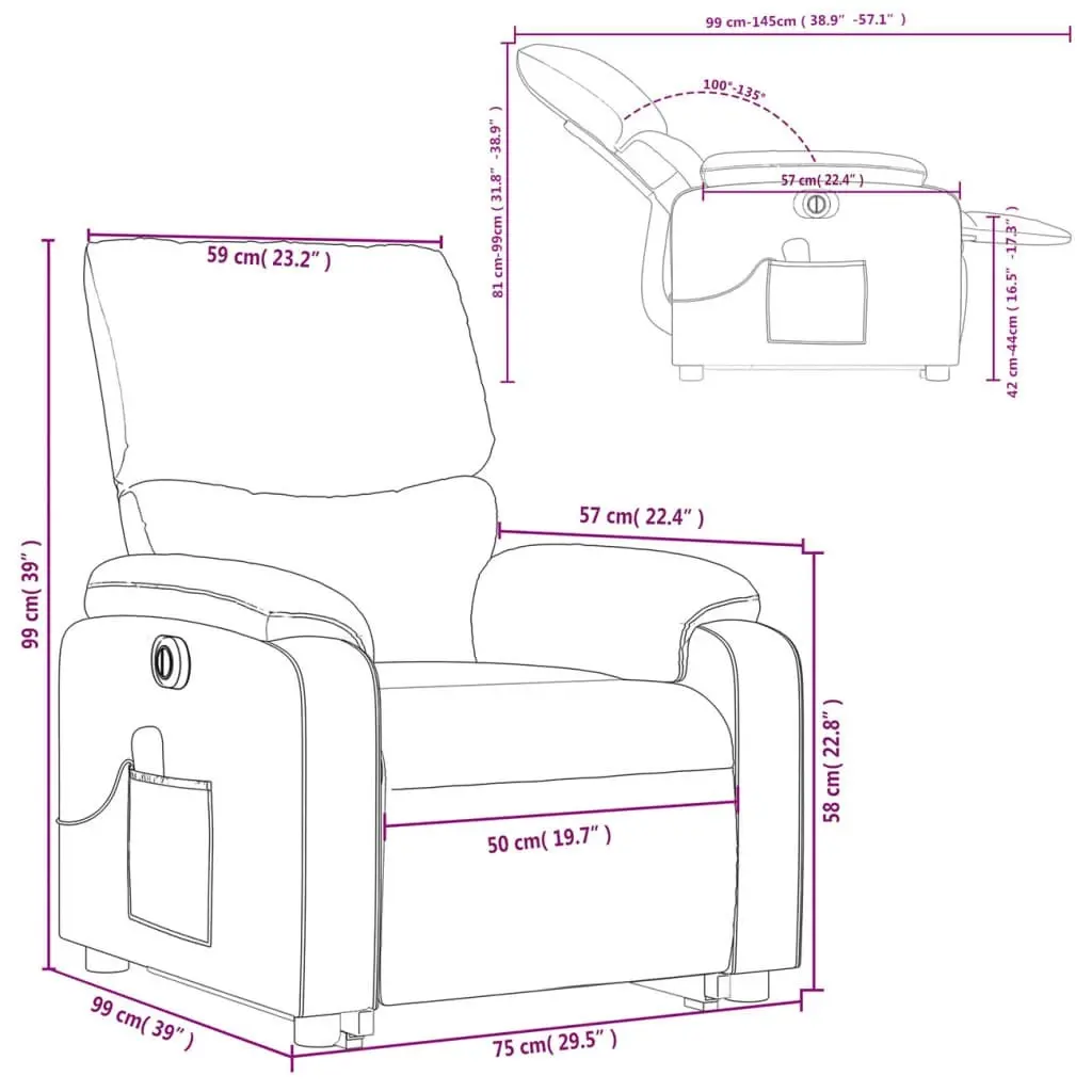 Electric Stand up Massage Recliner Chair Cream Fabric 3205711