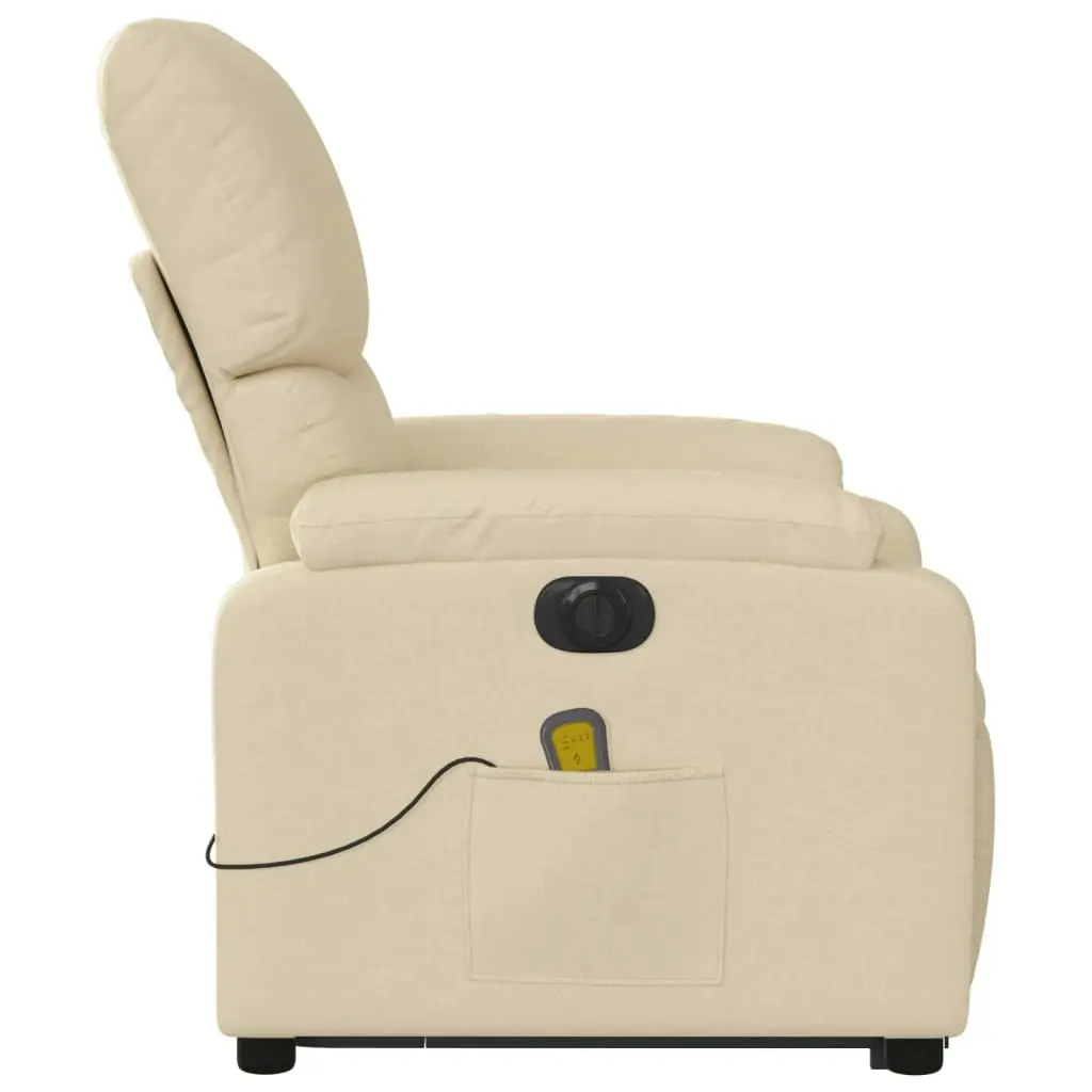 Electric Stand up Massage Recliner Chair Cream Fabric 3205711