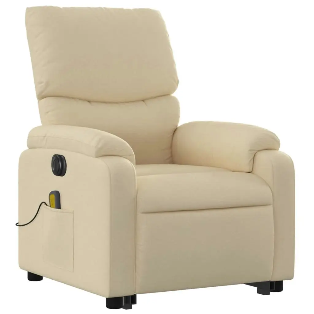 Electric Stand up Massage Recliner Chair Cream Fabric 3205711