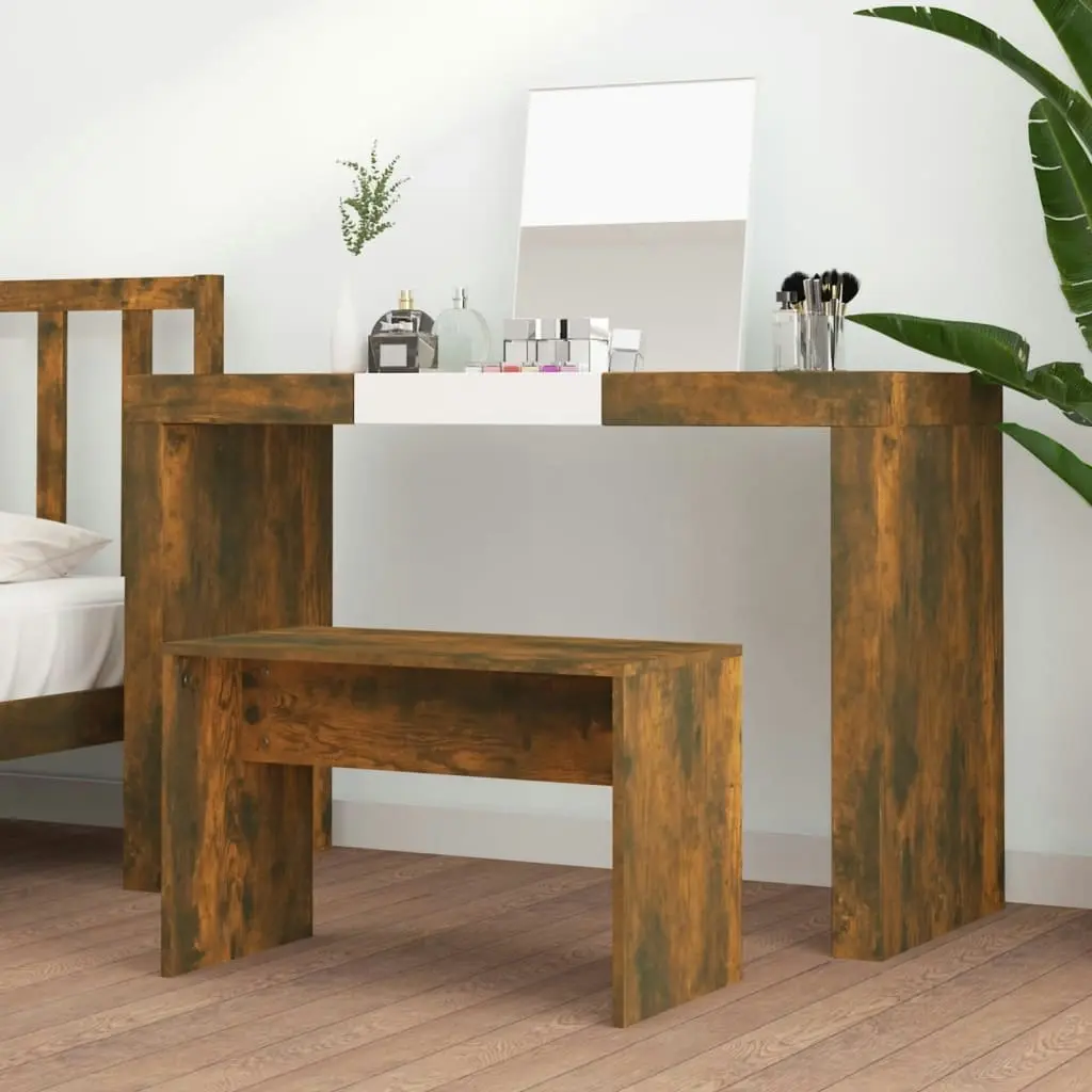 Dressing Stool Smoked Oak 70x35x45 cm Engineered Wood 820523