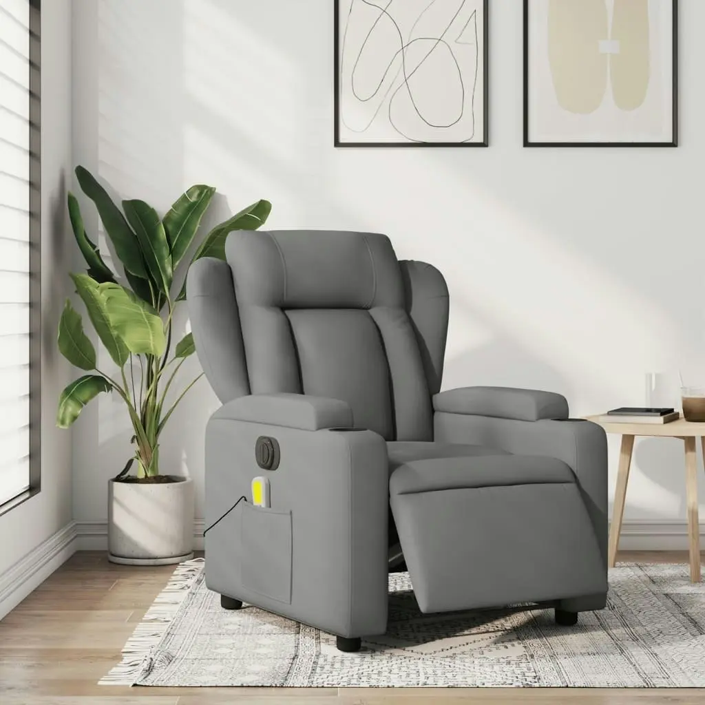 Electric Massage Recliner Chair Dark Grey Fabric 3205577