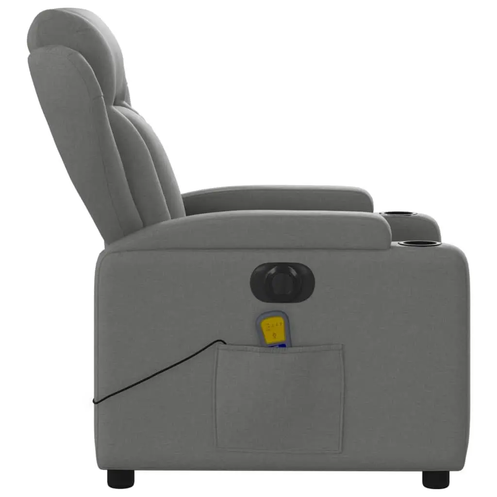 Electric Massage Recliner Chair Dark Grey Fabric 3205577