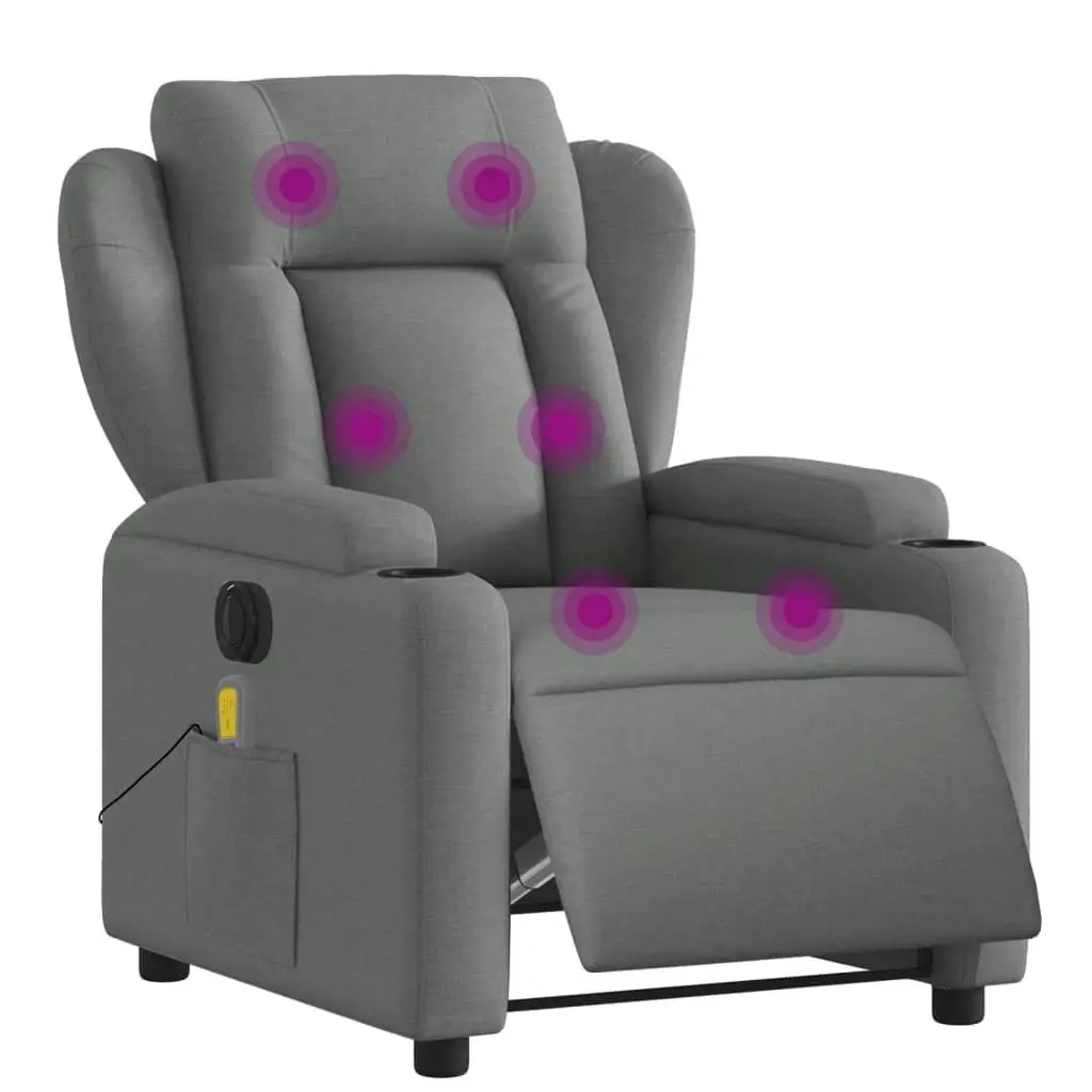 Electric Massage Recliner Chair Dark Grey Fabric 3205577