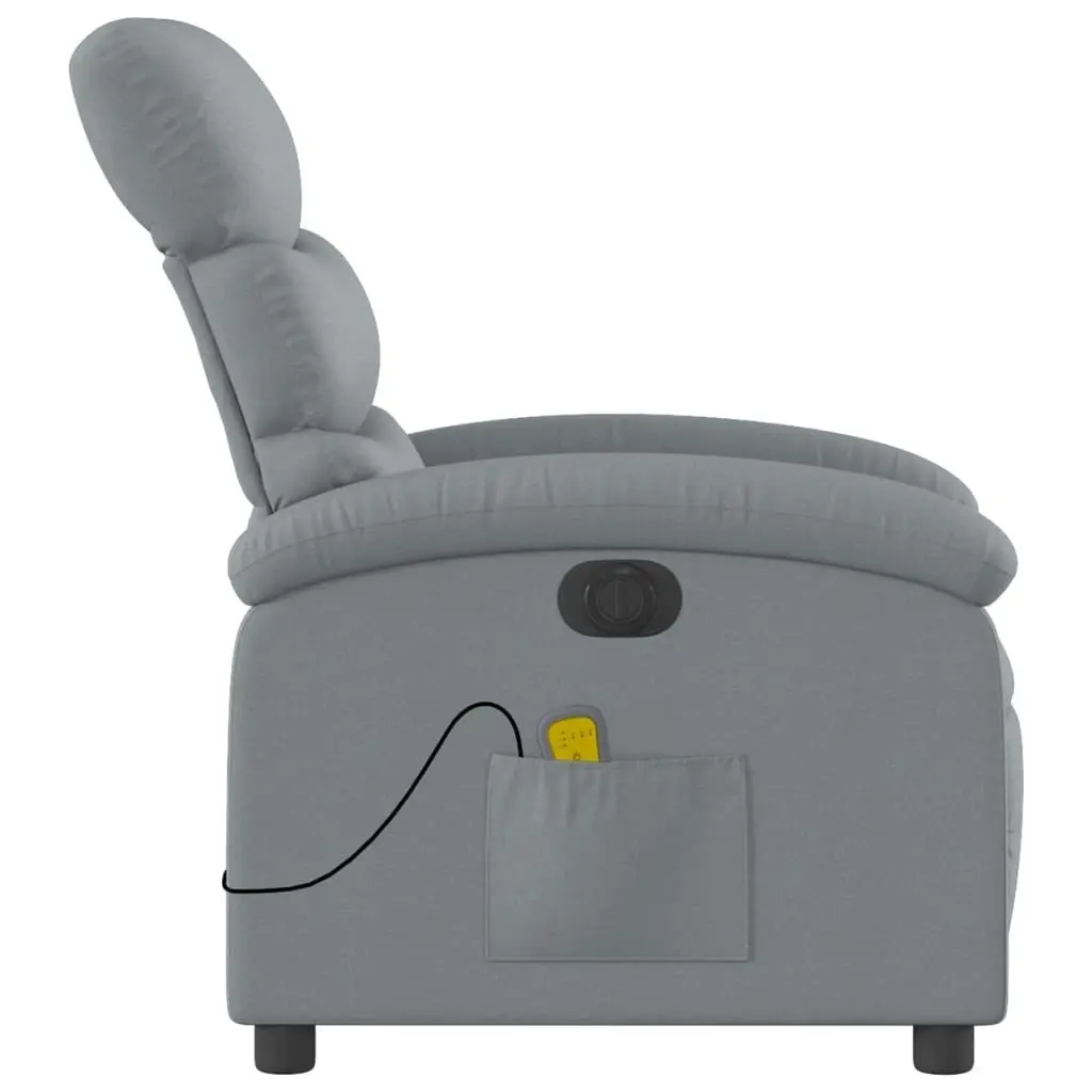 Electric Massage Recliner Chair Light Grey Fabric 3205367