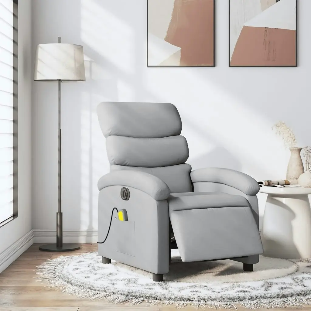 Electric Massage Recliner Chair Light Grey Fabric 3205367