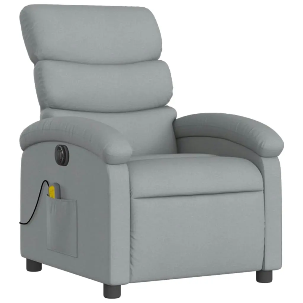 Electric Massage Recliner Chair Light Grey Fabric 3205367